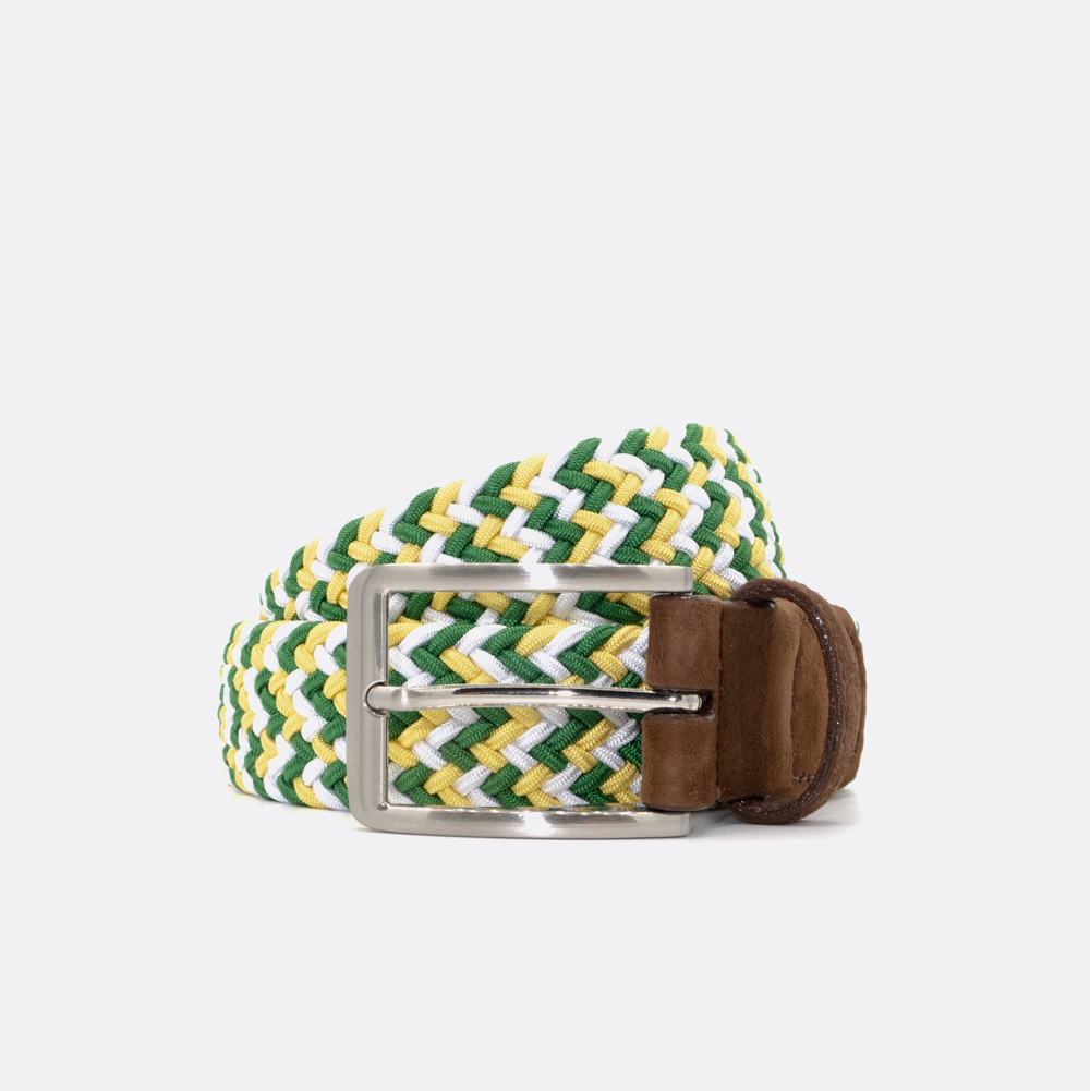 Green, yellow and white multicolored mens belt from Beltology