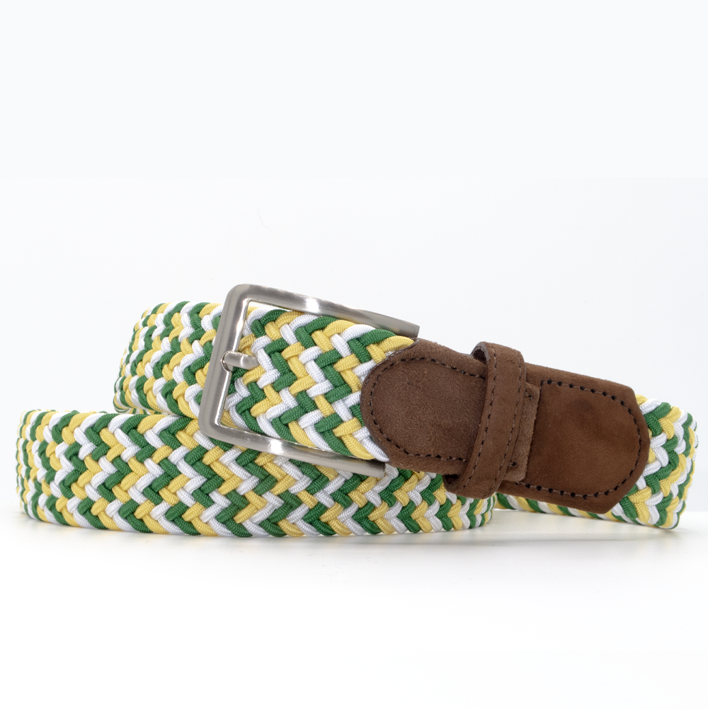 Green, yellow and white multicolored mens belt from Beltology