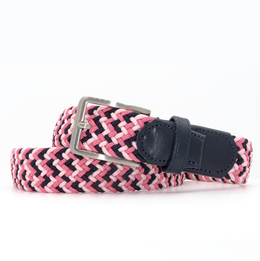 Pink and navy multicolored mens stretch belt from Beltology