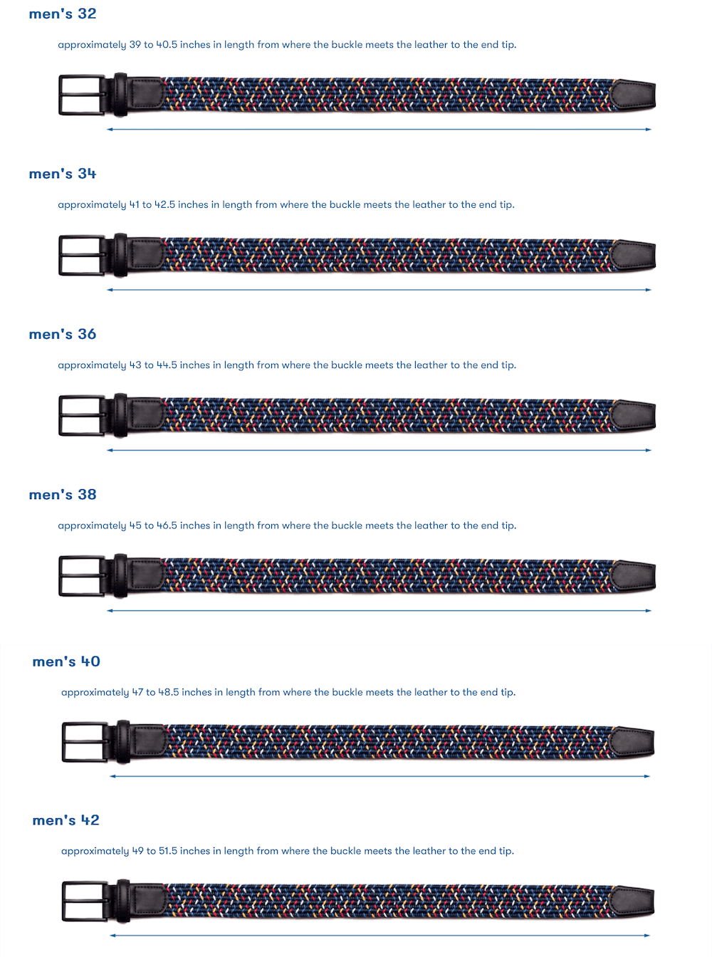 Belt sizing guide to find a perfect fitting belt
