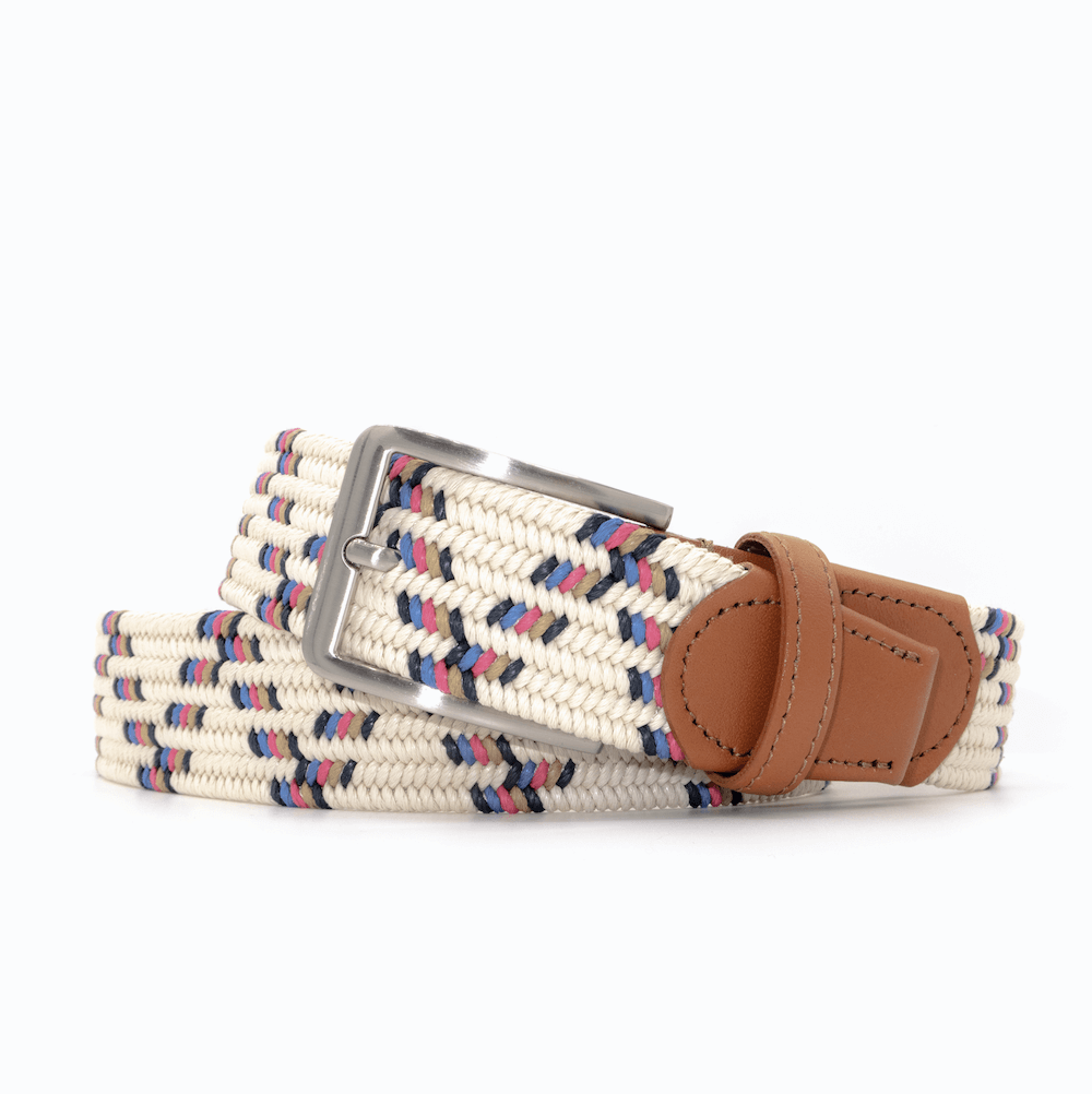Helix cream, black, blue and pink men's belt from Beltology