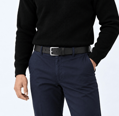 Black Nexus men’s woven belt with a clean textured finish and dark trim